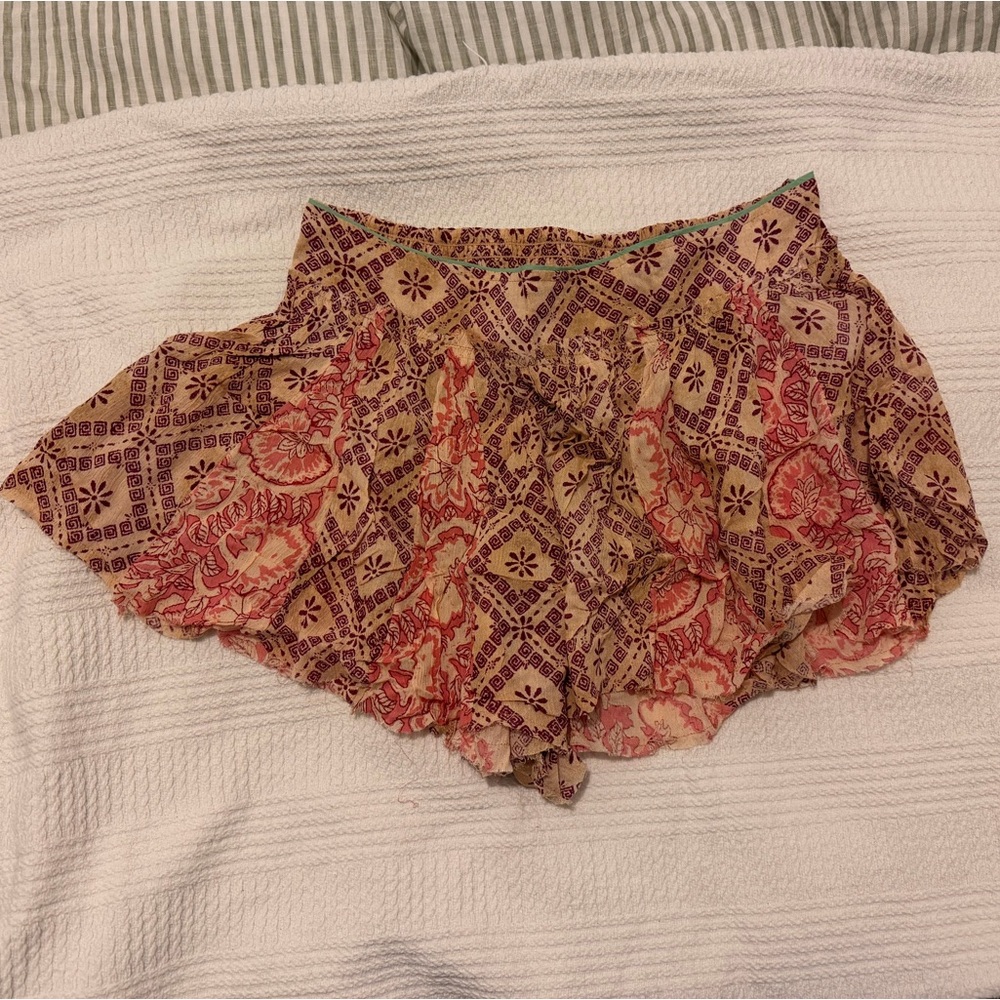 Free People Boho Pink Printed Flowy Shorts - Picture 2 of 5